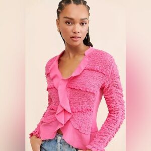 4237. FREE PEOPLE Demi Lace Jacket in Pink Sz S NWOT $148